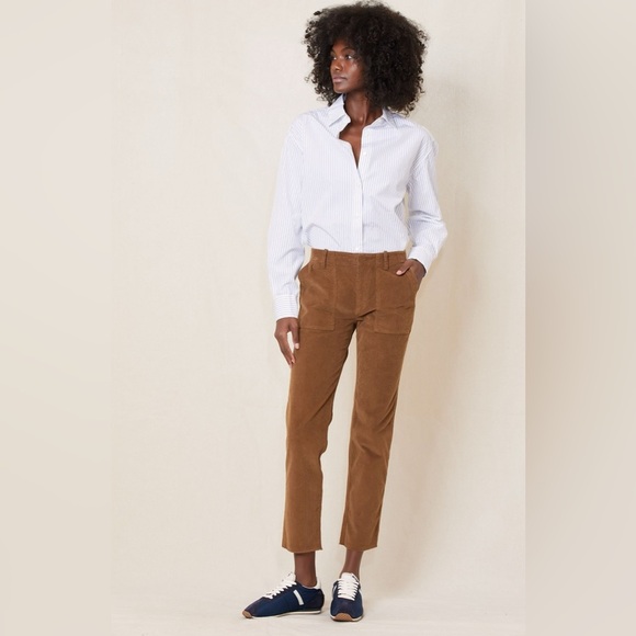 Nili Lotan Jenna Cropped Cotton-Blend Corduroy Slim-Leg Pants in Chestnut - Picture 8 of 13